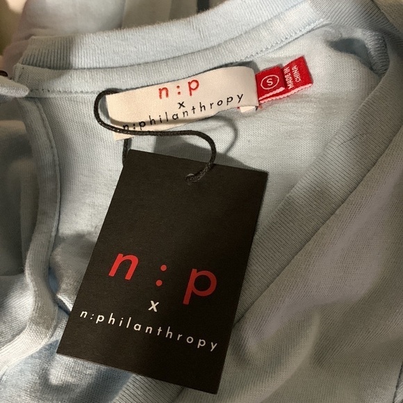 N:Philanthropy Roll Sleeve Power Blue Tie Waist Jogger Jumpsuit Size Small - Picture 10 of 10